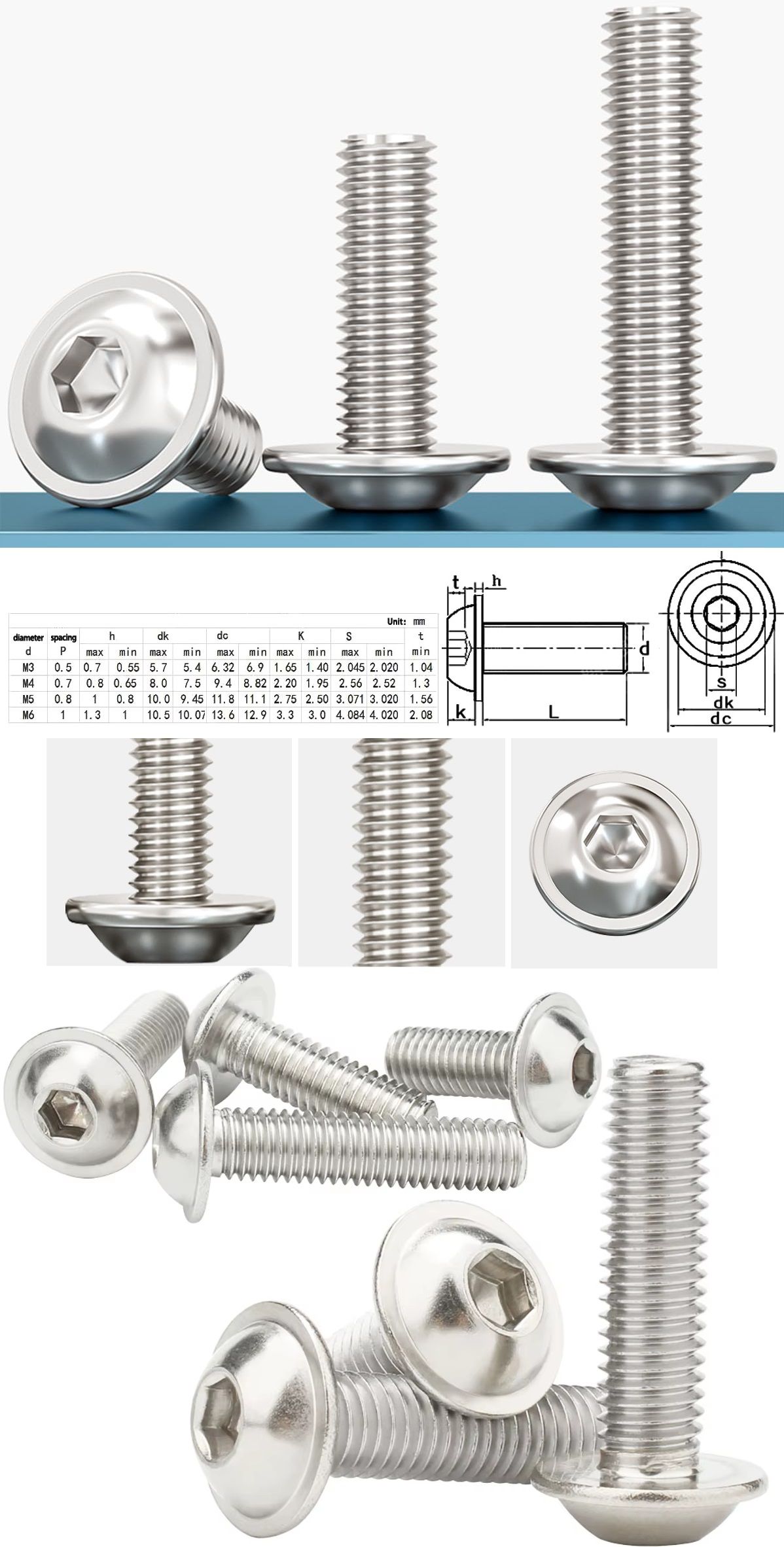 Tornillos M5 con arandela cabeza Allen